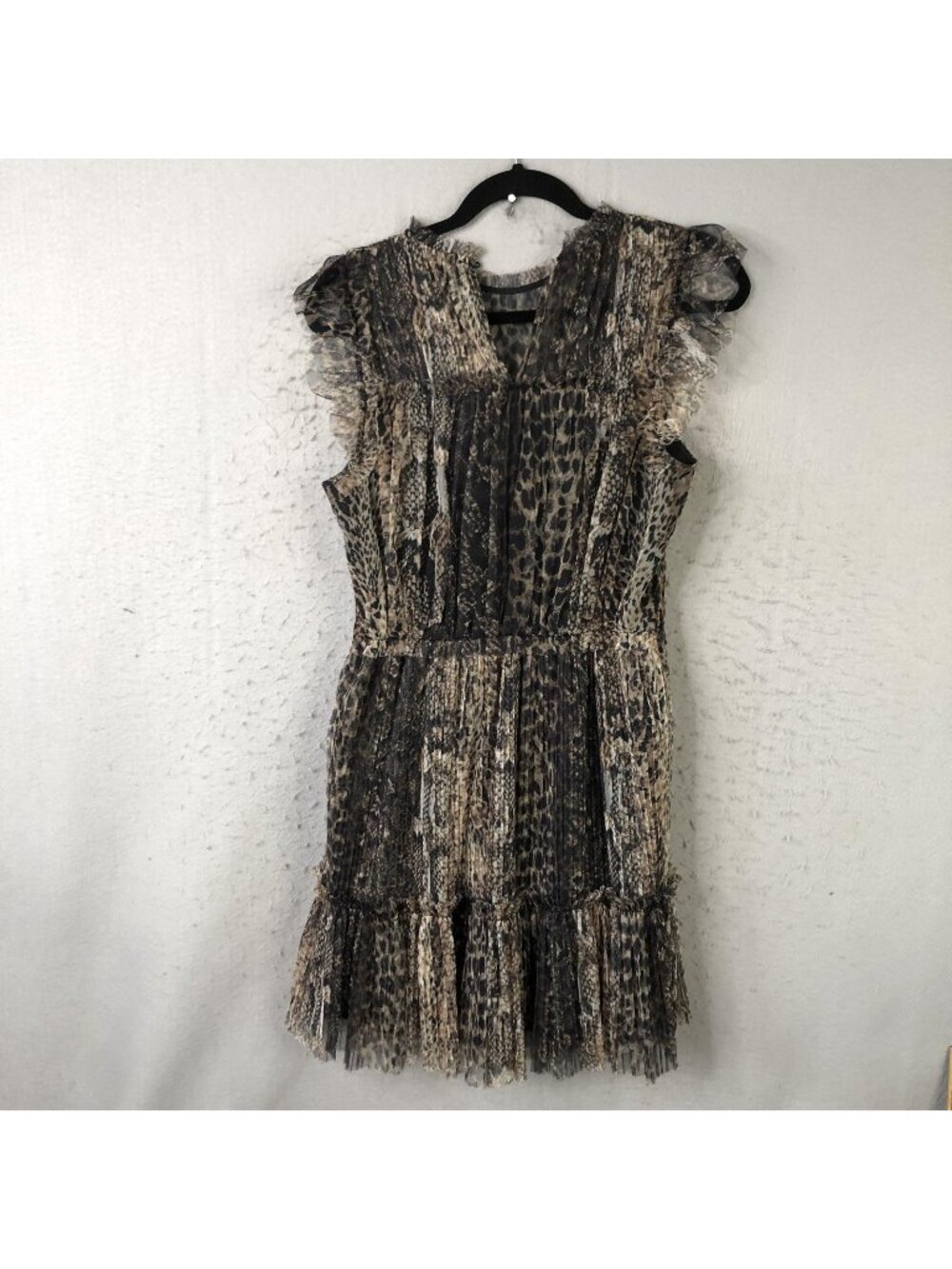 Fairy Grunge Dress Womens 8 Animal Print Tulle Pleated Mini Party Perri Noche